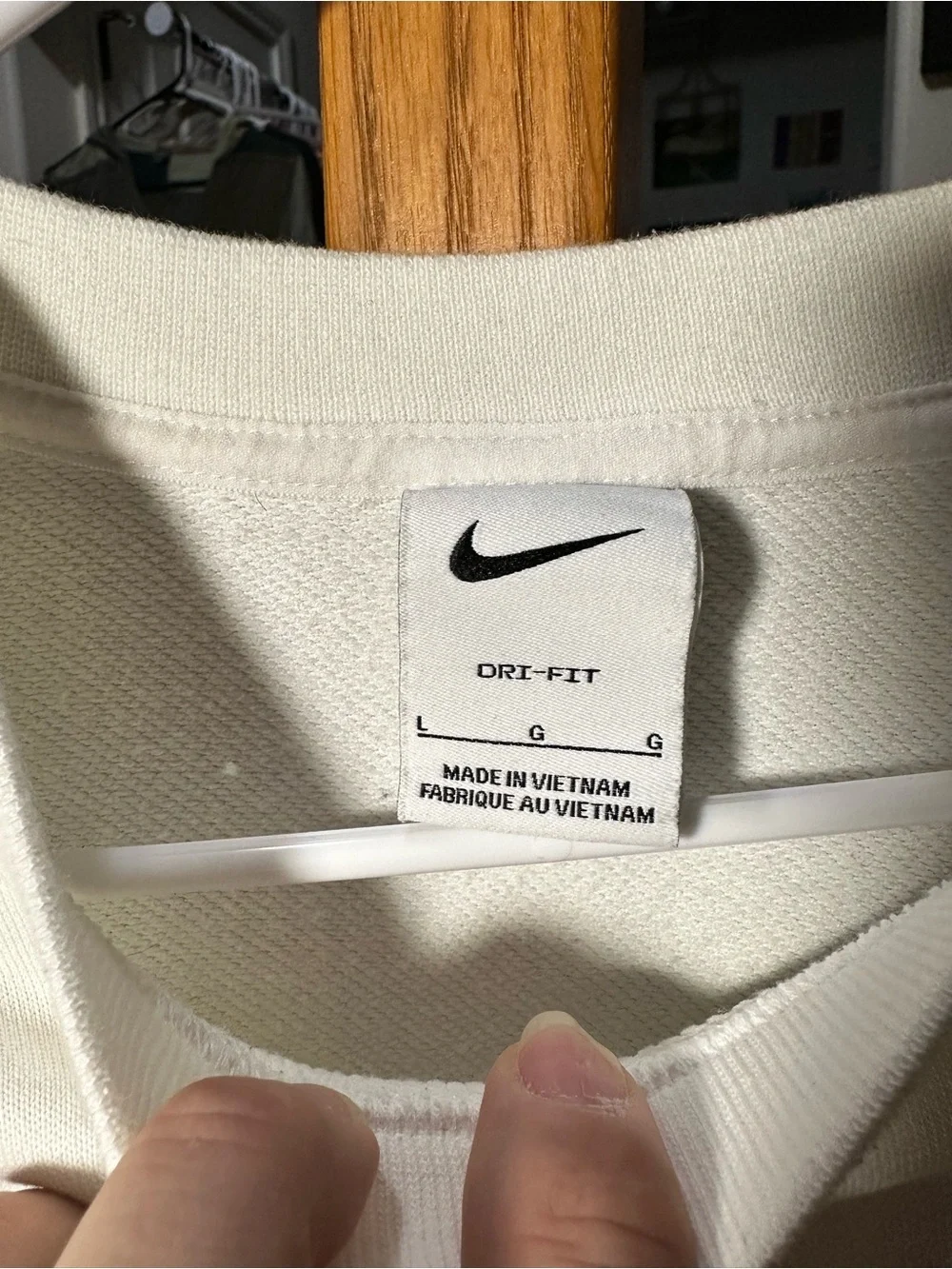 Nike Cream Pullover Sweatshirt with Pink Swoosh